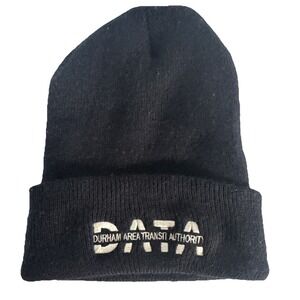 DATA -Durham Area Port Authority Embroidered Black Beanie, Solid Cuffed Knit Cap